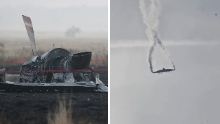 Las imágenes del momento en que un avión militar turco se estrelló en Georgia