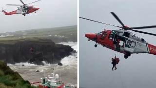 14 tripulantes gallegos de un barco pesquero son rescatados tras encallar en un acantilado en Irlanda