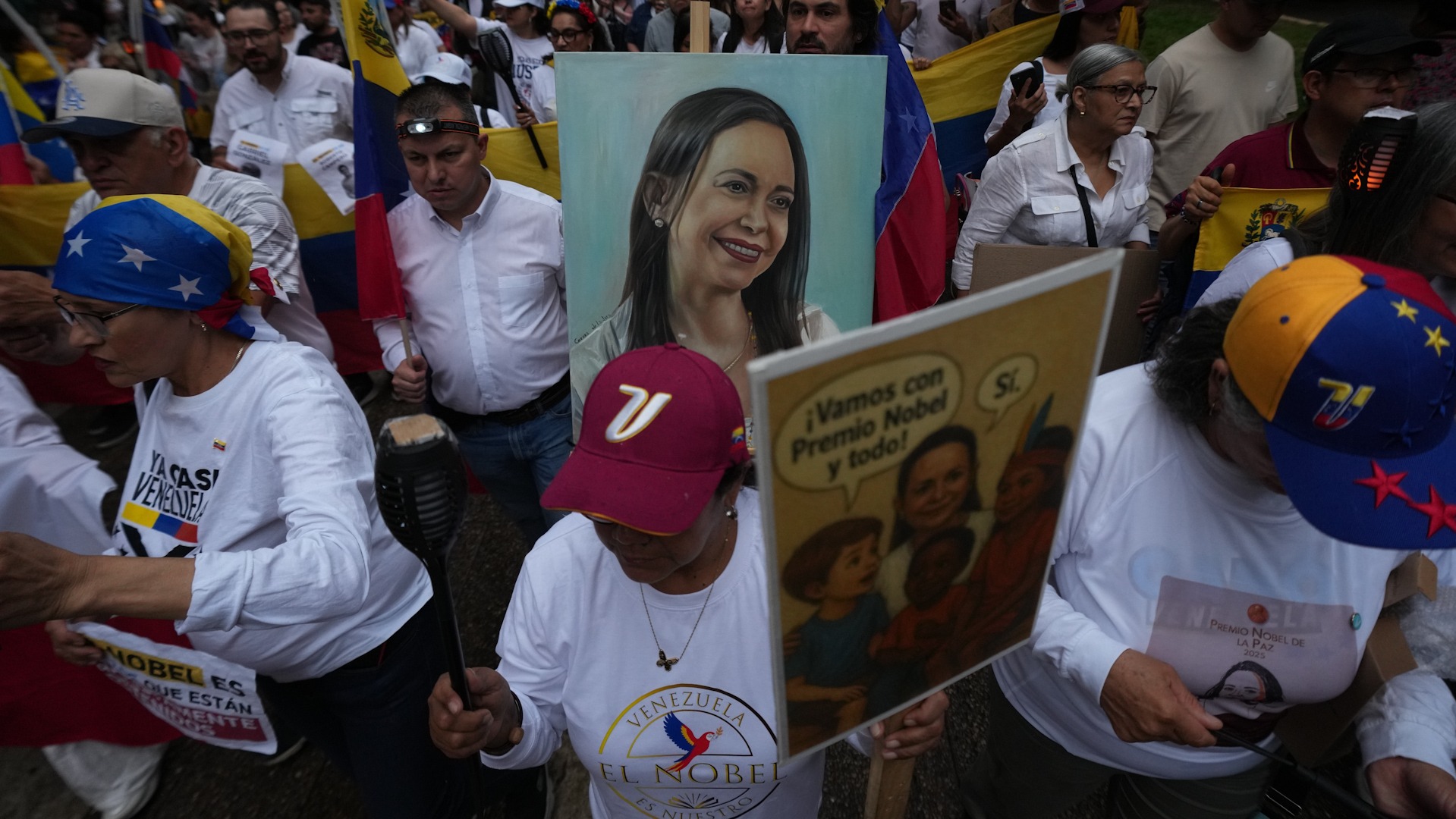 Venezolanos en la diáspora muestran su apoyo a María Corina ante su Premio Nobel