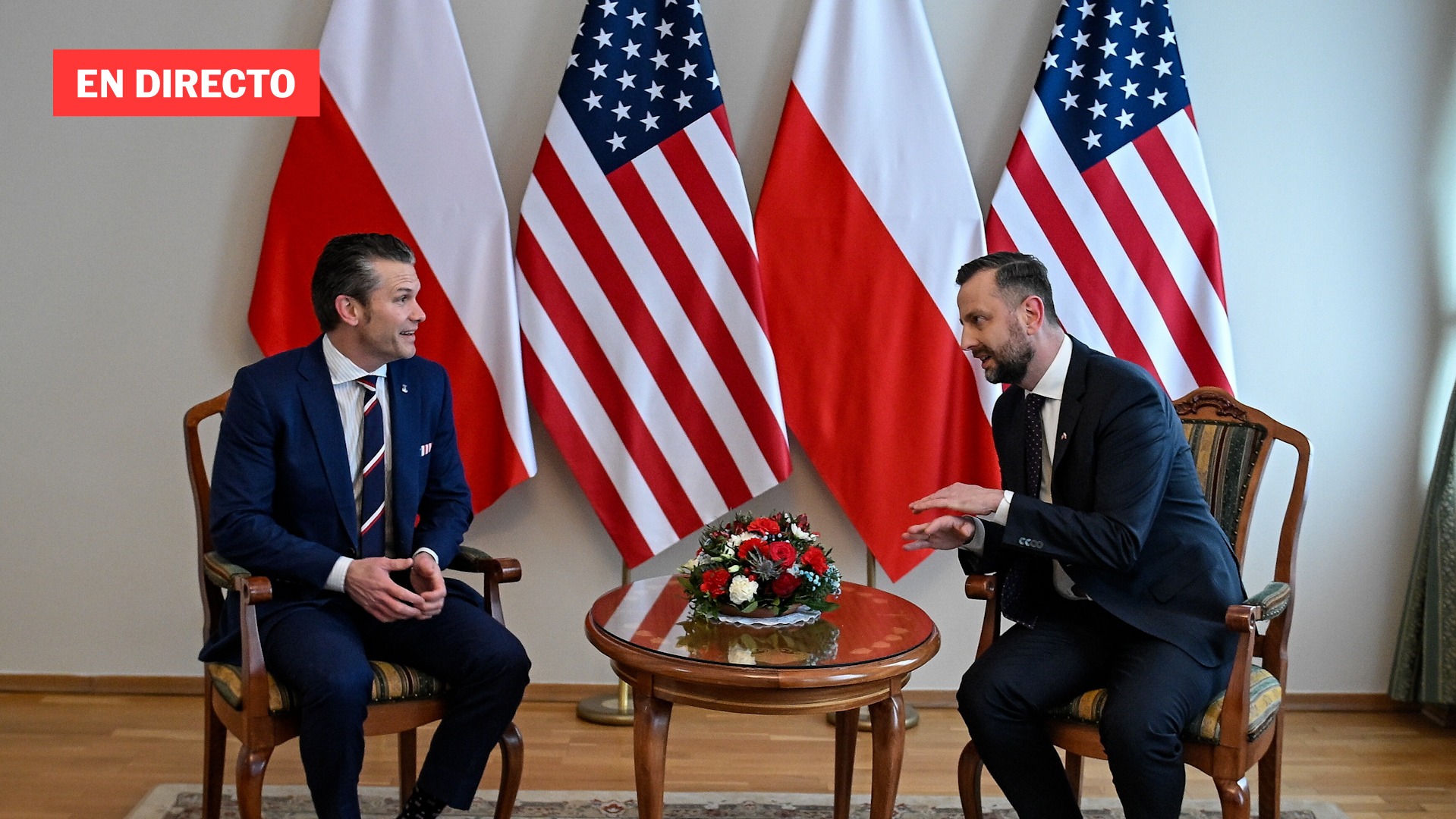 Rueda de prensa del secretario de Defensa de EE UU, Pete Hegseth, en Polonia