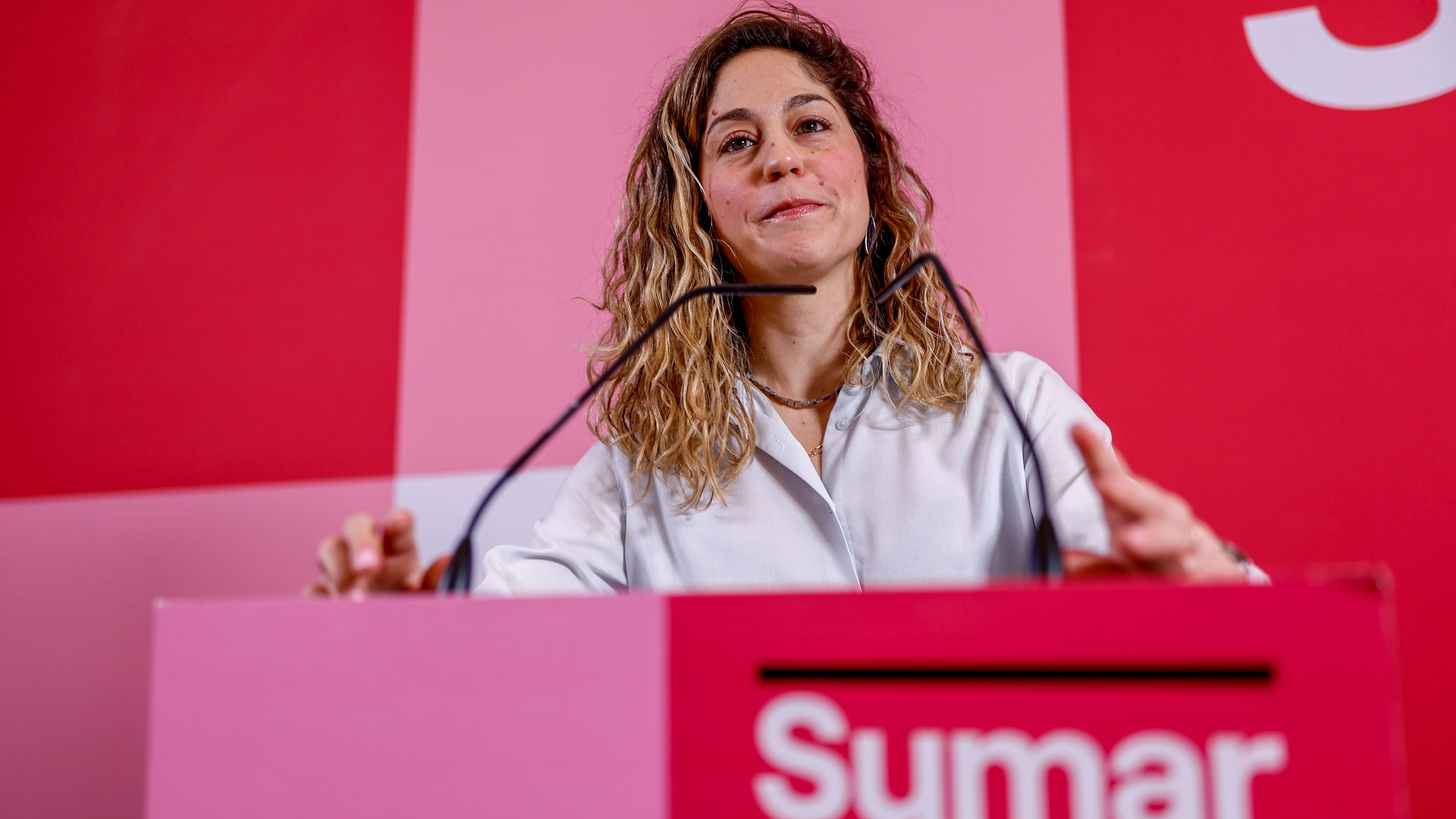 Rueda de prensa de la secretaria de Organización de Sumar, Lara Hernández