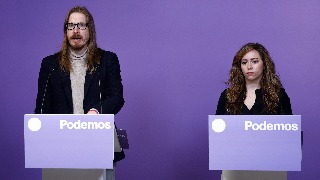Rueda de prensa de los portavoces de Podemos, Pablo Fernández y María Teresa Pérez