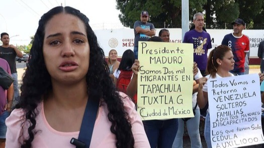 Migrantes venezolanos se manifiestan en Tapachula