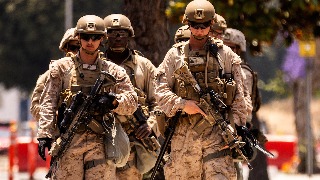 Marines llevan a cabo detención de un civil en Los Ángeles