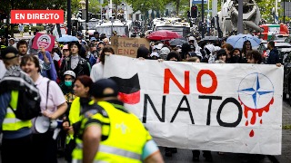 Protesta por Gaza frente a Cumbre OTAN, en directo