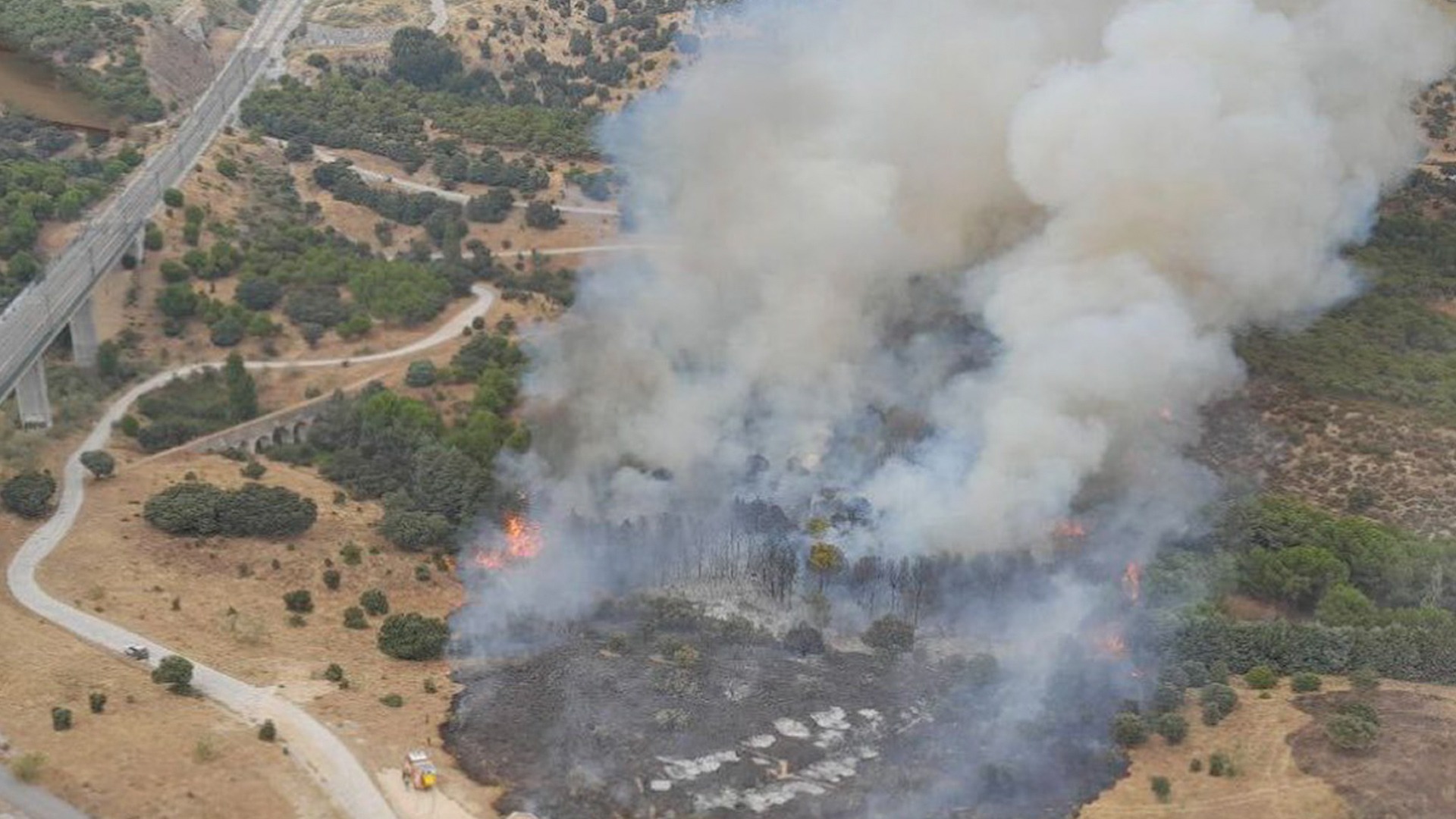 Perimetrado el incendio de Colmenar Viejo, de la Comunidad de Madrid