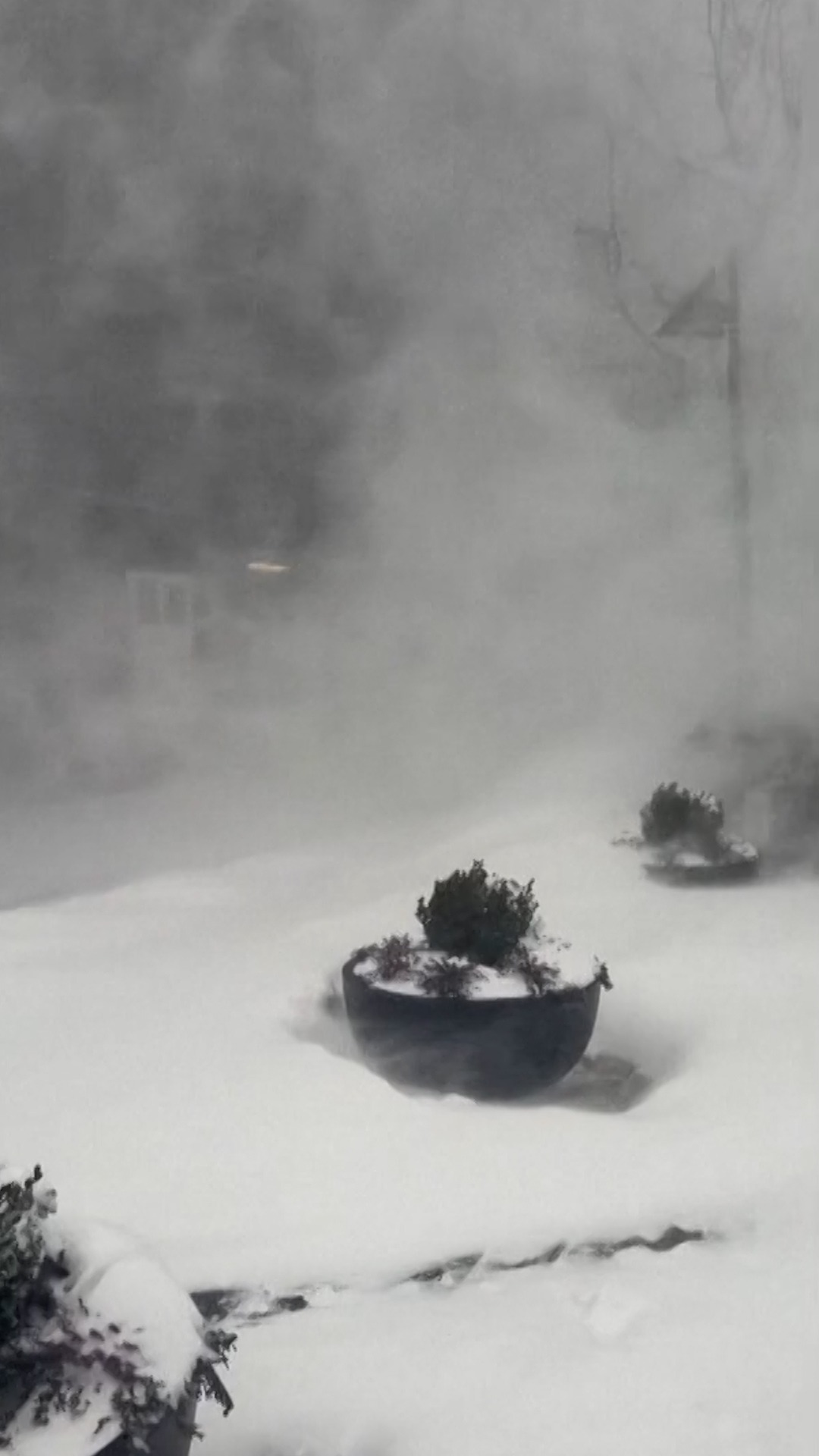 Copos de nieve se arremolinan en el aire en Nueva York