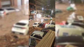 Calle de María inundándose durante la dana