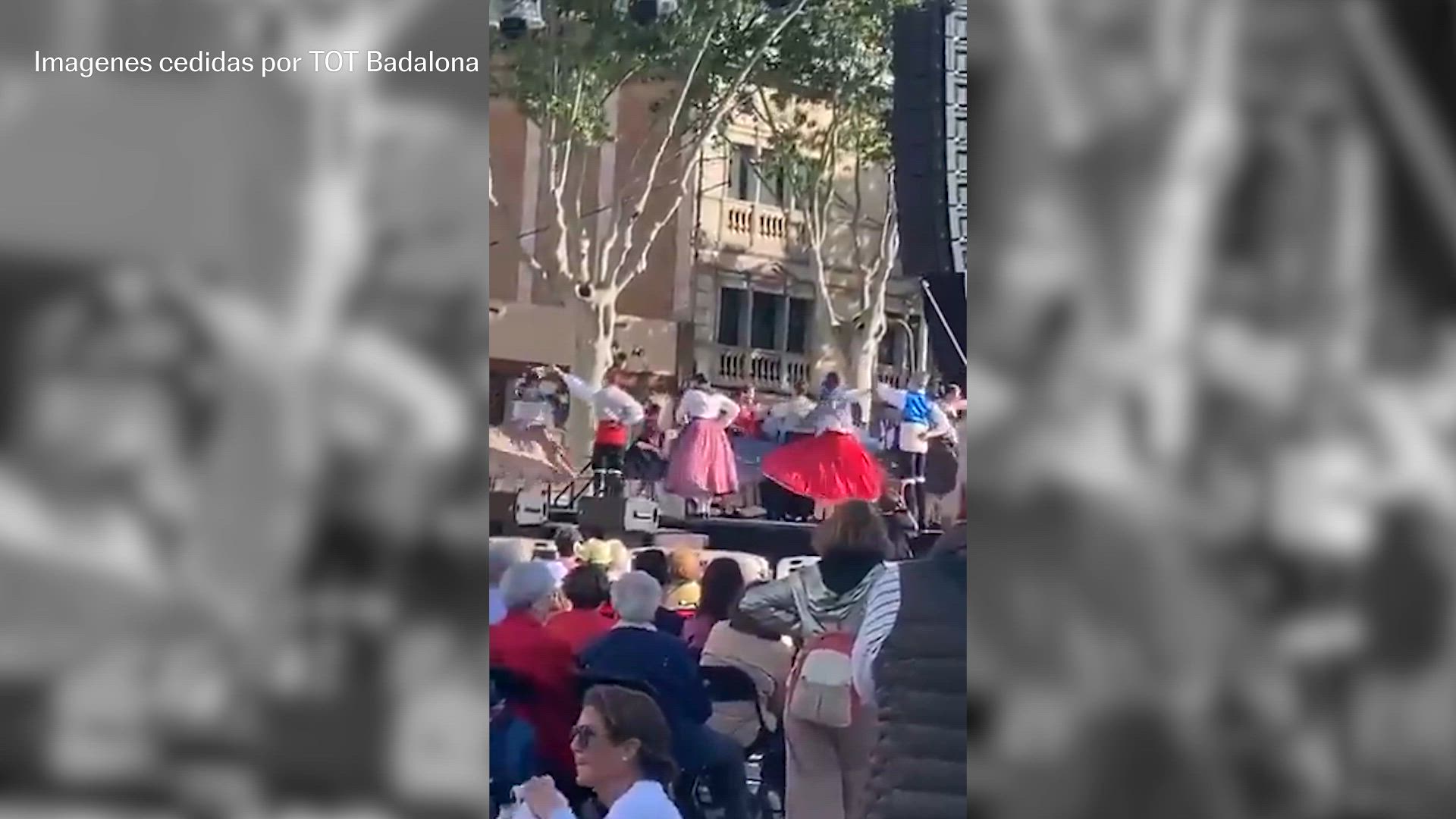 tres personas heridas tras la caida de un panel lumínico en Badalona