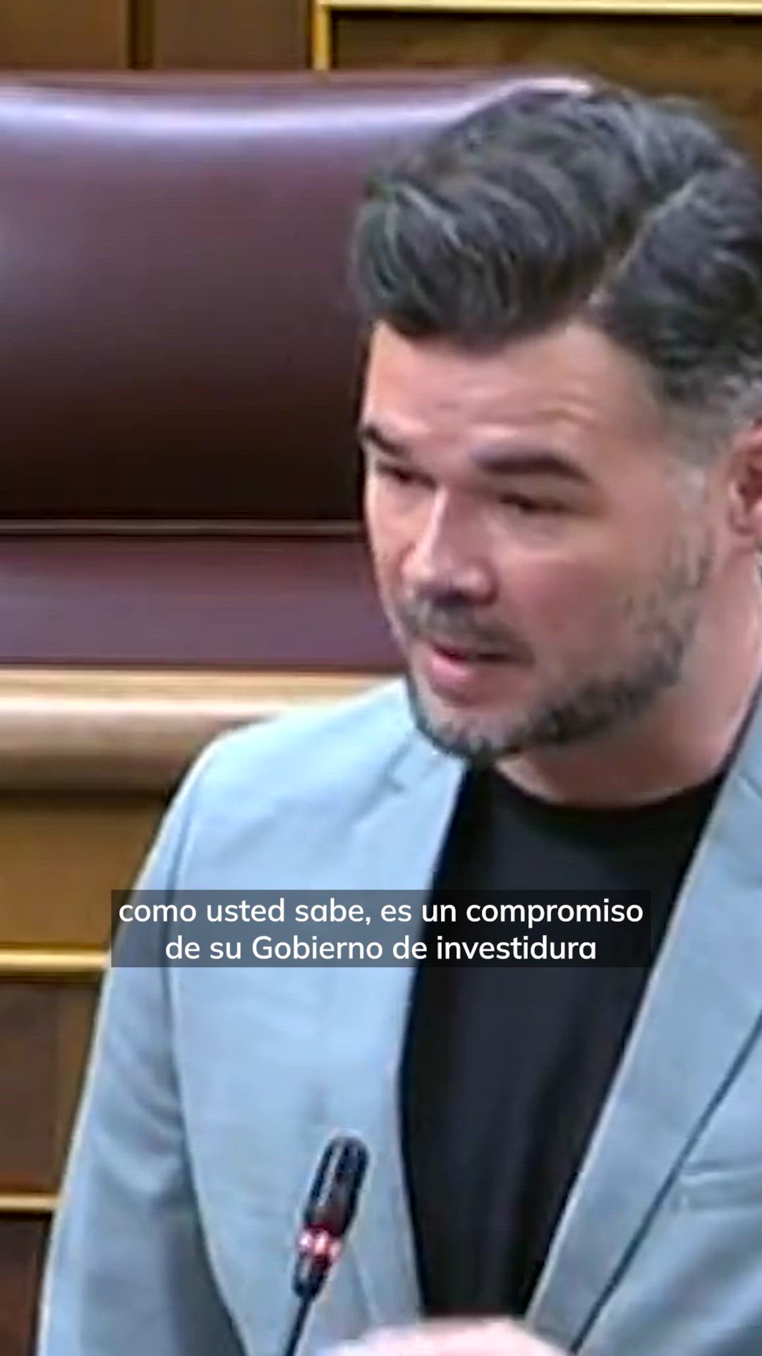 Rufián acerca de que el catalán no se reconozca como lengua oficial: "El catalán lo hablan 10 millones de europeos"