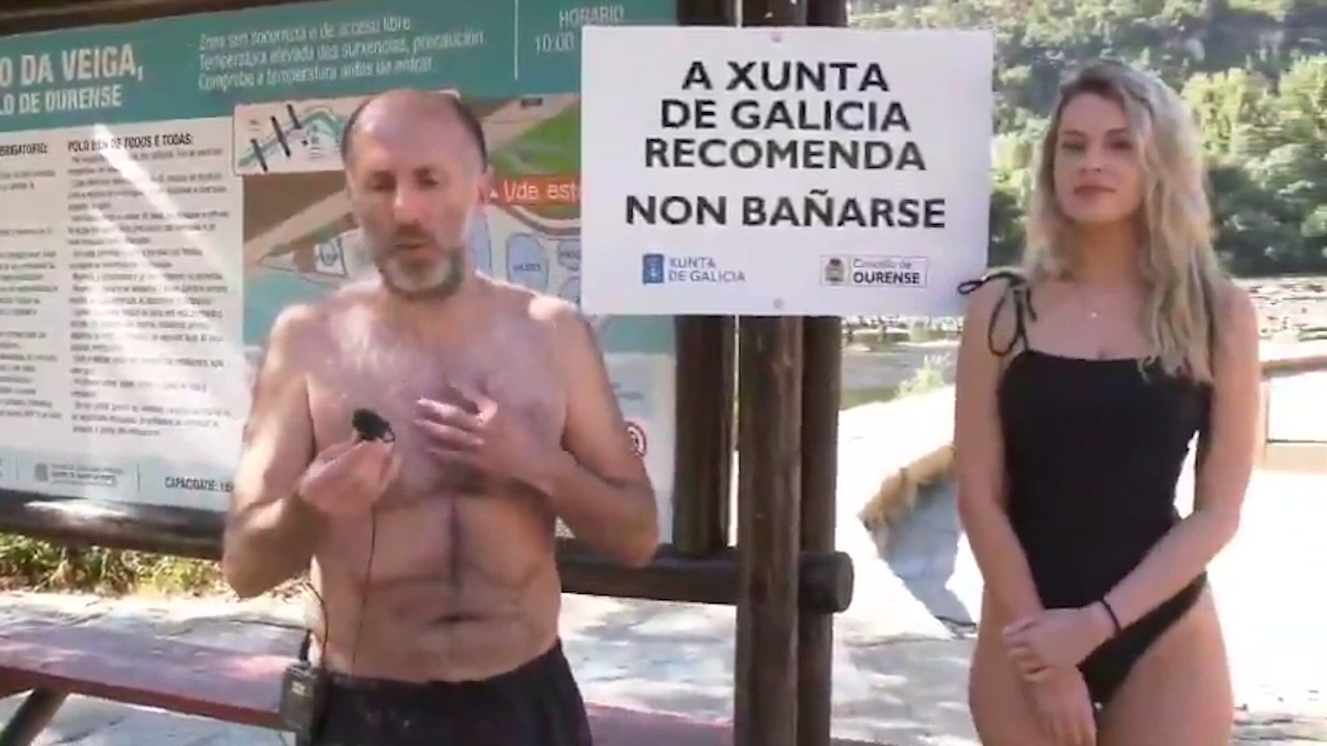 El baño del alcalde de Ourense para reabrir las Termas de O Muíño