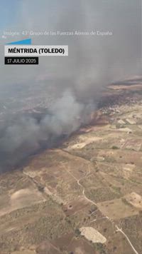 Imágenes aéreas del incendio en Méntrida que ha quemado cerca de 3.200 hectáreas de terreno.