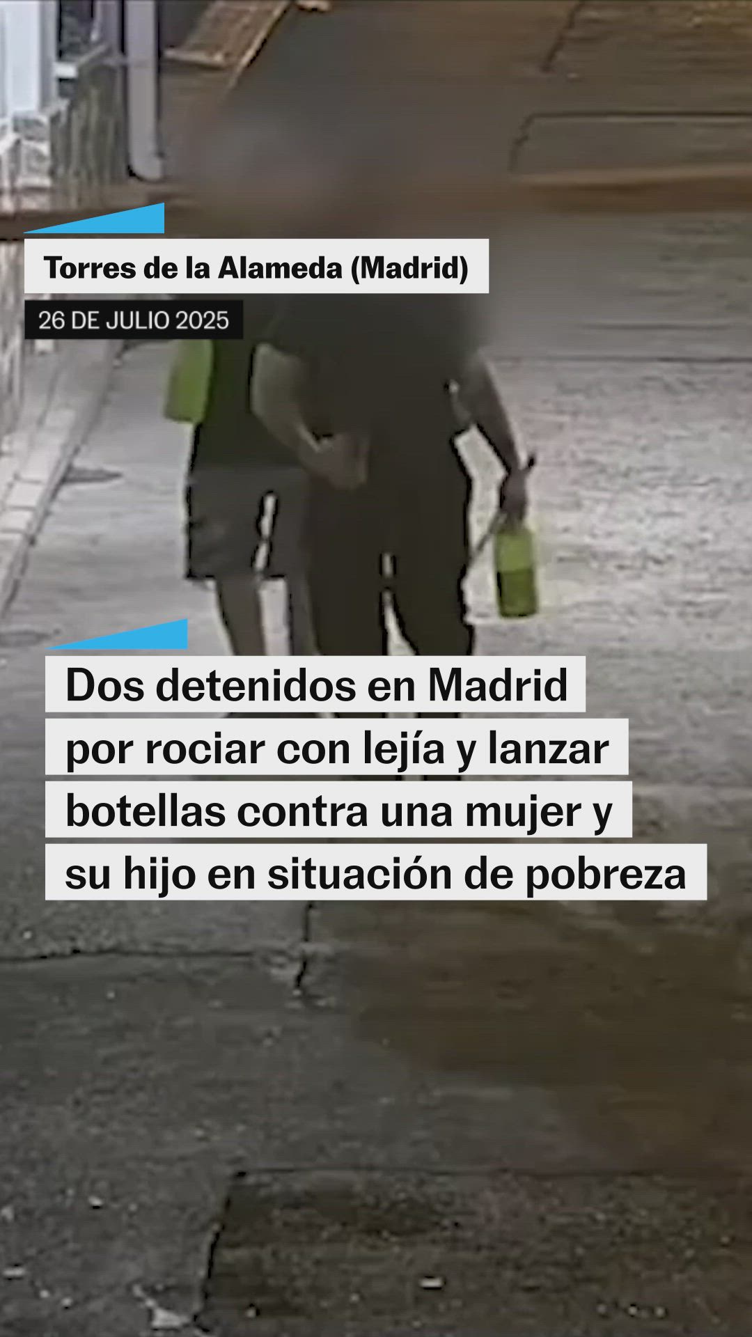 Dos detenidos en Madrid por rociar con lejía y lanzar botellas contra una mujer y su hijo en situación de pobreza