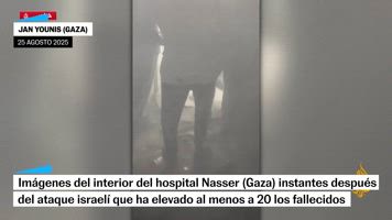 Imágenes del interior del hospital Nasser tras el ataque israelí que ha elevado al menos a 20 los fallecidos