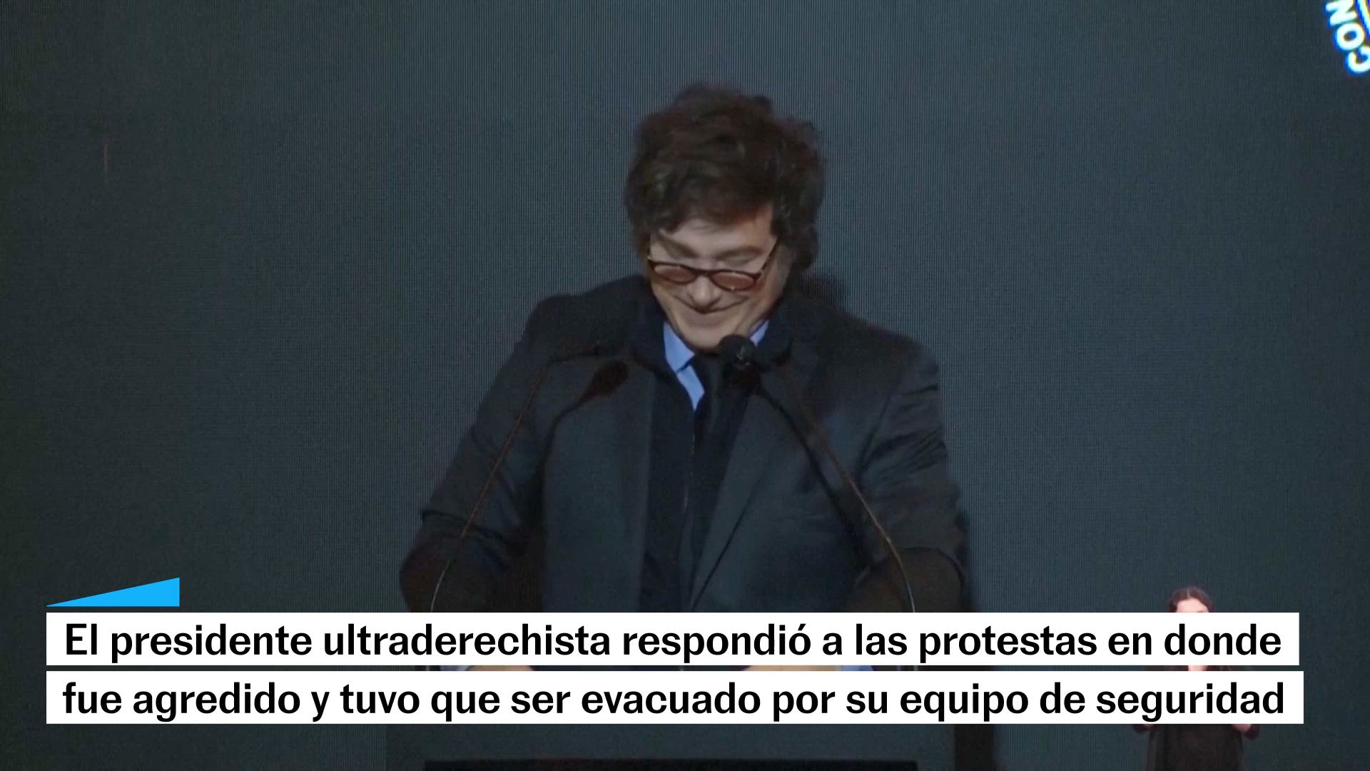 Milei Reacciona protestas