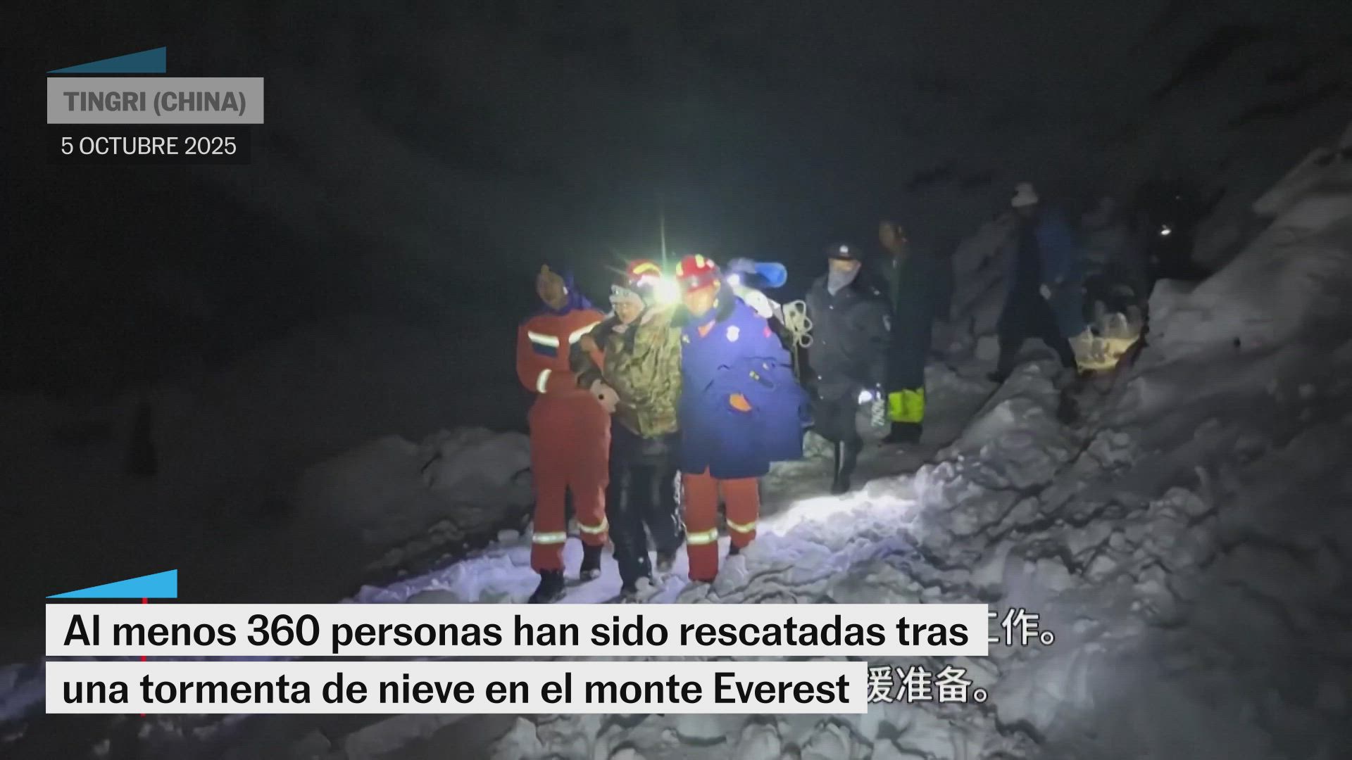 Cientos de senderistas son evacuados tras una tormenta de nieve en el lado tibetano del Everest