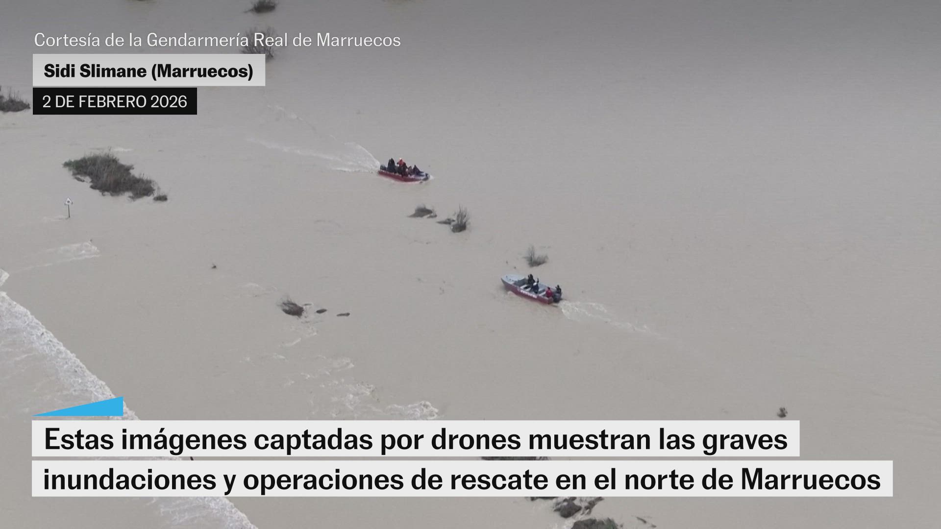 Las inundaciones y operaciones de rescate en el norte de Marruecos a vista de dron