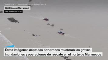 Las inundaciones y operaciones de rescate en el norte de Marruecos a vista de dron