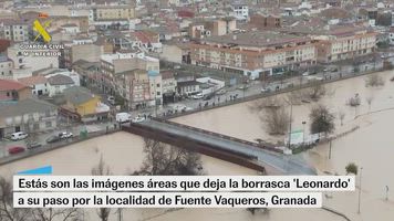 Imágenes aéreas del paso de la borrasca 'Leonardo' por la localidad de Fuente Vaqueros, Granada