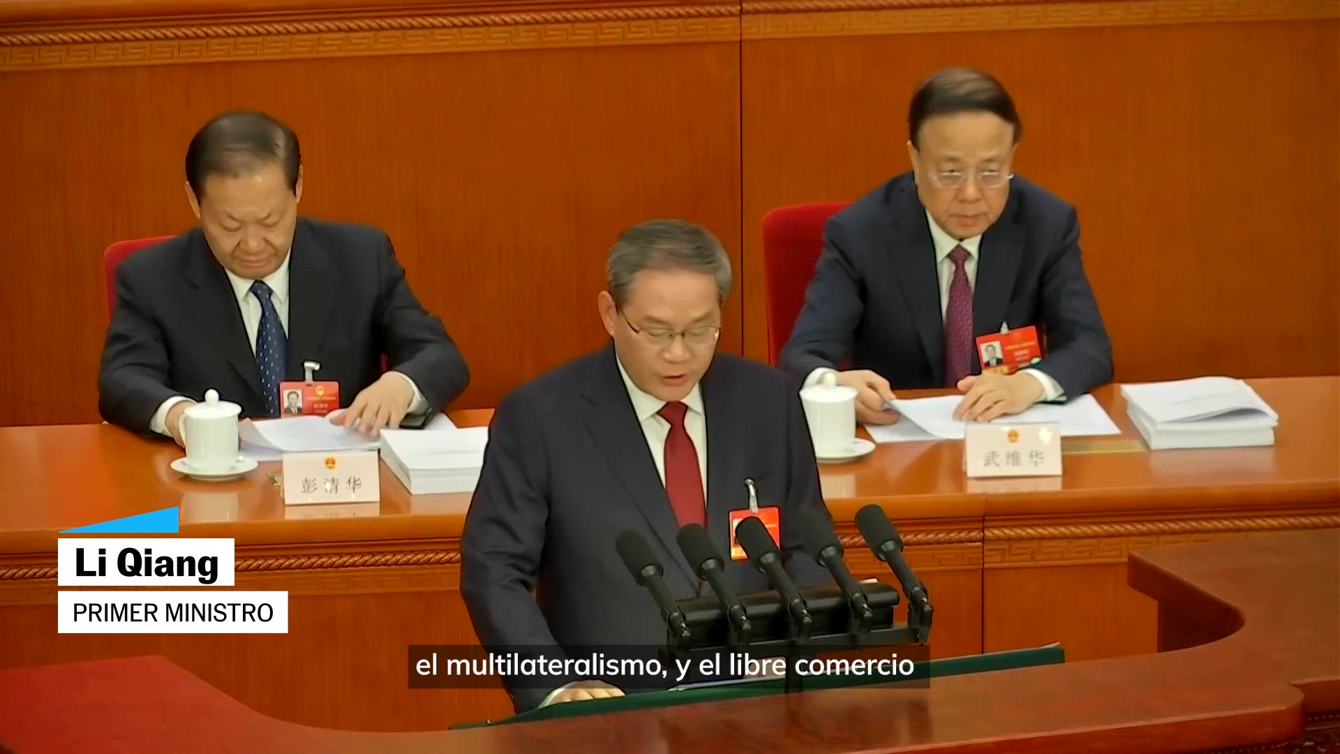 El primer ministro, Li Qiang, en el discurso inaugural de la Asamblea Nacional Popular